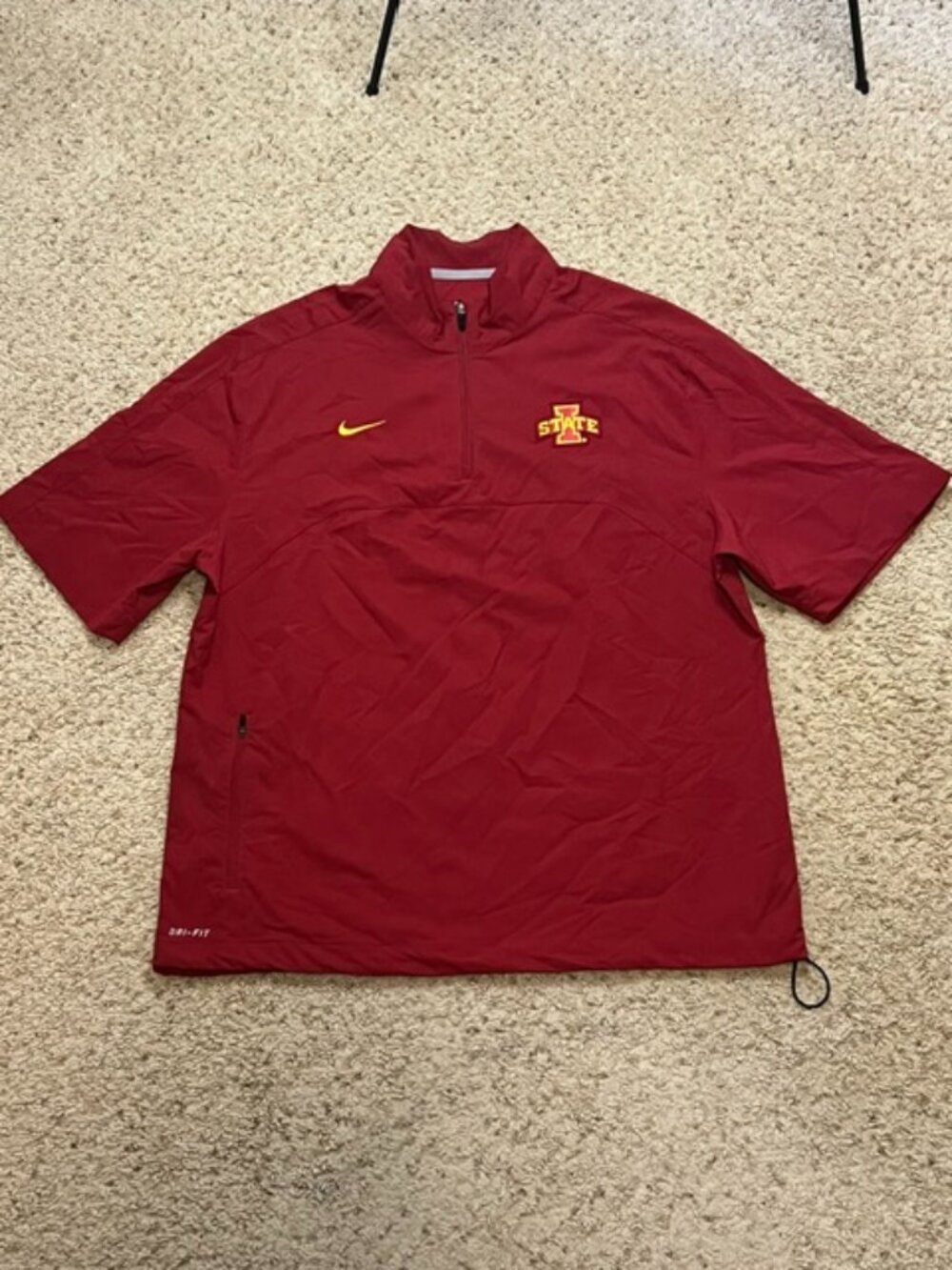 Iowa State Cyclones Nike Dri Fit Red 1/2 Zip Short Sleeve Sideline Jacket